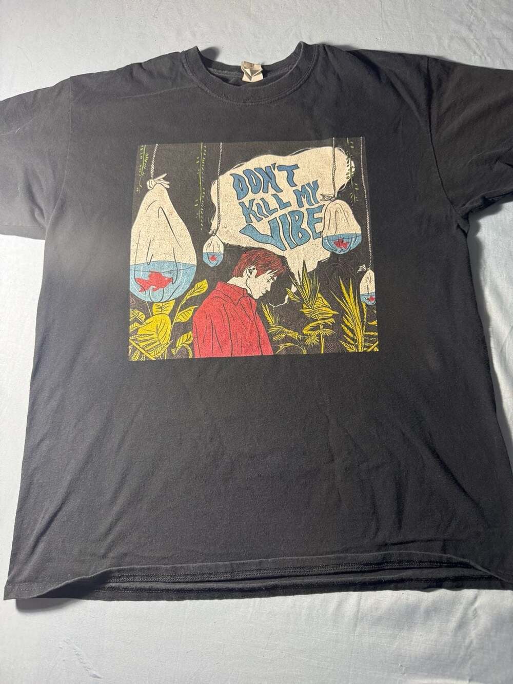 Gildan Don't Kill My Vibe Size L Black Graphic T-Shirt